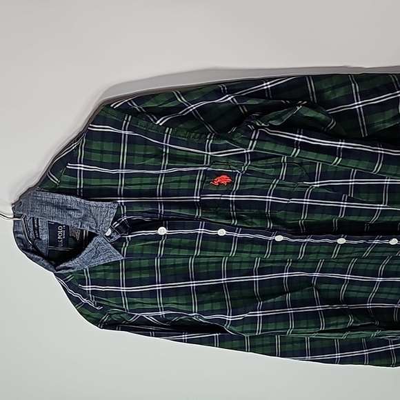 U.s Polo ASSN  small green and purple plaid button down long sleeve shirt - Picture 2 of 6